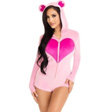 LEG AVENUE - TEDDY BEAR VELVET BODYSUIT PINK S