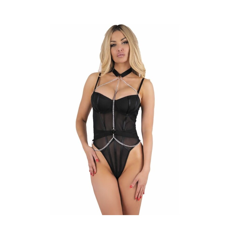 LIVCO CORSETTI FASHION - RUBIKA LC XG079 BODY AVEC RAS DE COU NOIR XL