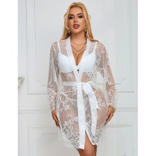 SUBBLIME - 954376 CHEMISE DE NUIT À MANCHES LONGUES À MOTIF FLORAL BLANC L/XL