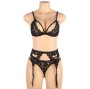 SUBBLIME SET -THREE PIECES SET BRA + GARTER BELT + THONG S/M