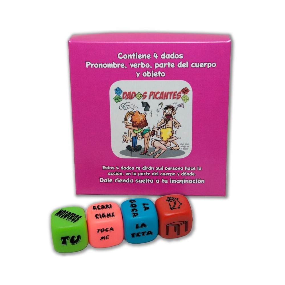DIABLO PICANTE - JOGO DE 4 DADOS DE PRONOMES, VERBOS, PARTES DO CORPO E LUGAR