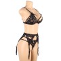 SUBBLIME - SET DREITEILIGES SET BH+ STRUMPFGÜRTEL + STRING L/XL