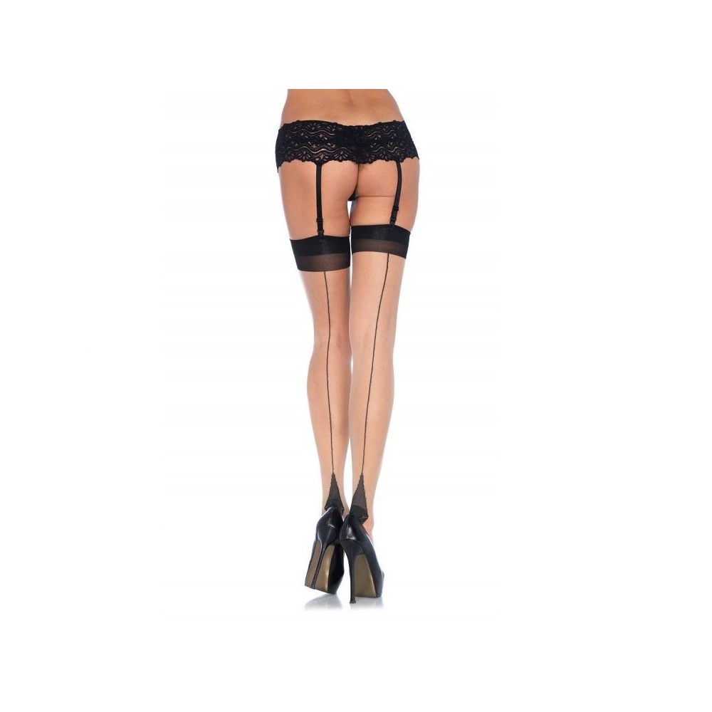 LEG AVENUE - TIGHTS WITH CUBAN HEEL AND NUDE BACK SEAM