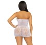 LEG AVENUE - RHINESTONE HALTER MINI ROBE TAILLE UNIQUE - BLANC