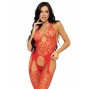 LEG AVENUE - BODYSTOCKING JARRETELLES EN FILET TAILLE UNIQUE - ROUGE