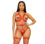 LEG AVENUE - KINK - IMBRACATURA CON O-RING CON BORCHIE TEDDY TAGLIA L - ROSSO