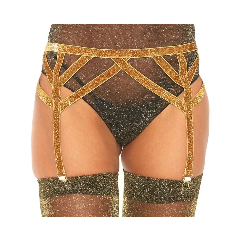 LEG AVENUE - LUREX ELASTIC GARTER BELT ONE SIZE