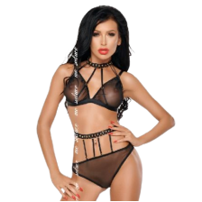 ME-SEDUCE - DOTTY SET TWO PIECES BLACK S/M