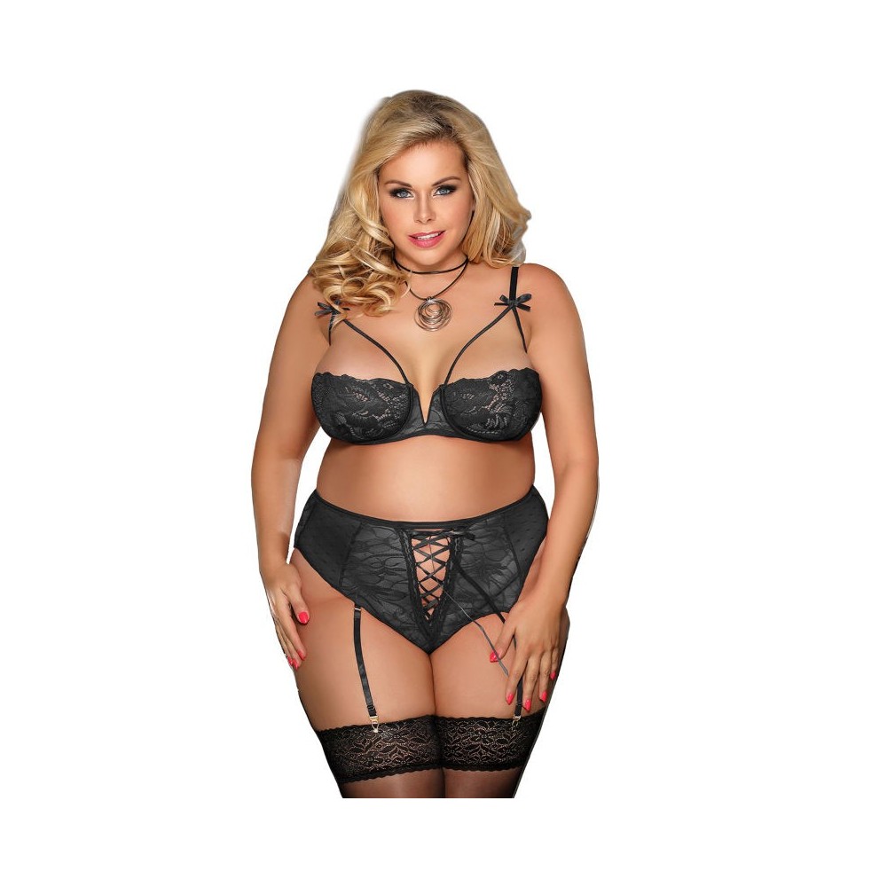 SUBBLIME - QUEEN PLUS SET SUJETADOR Y PANTIES CON LIGUERO