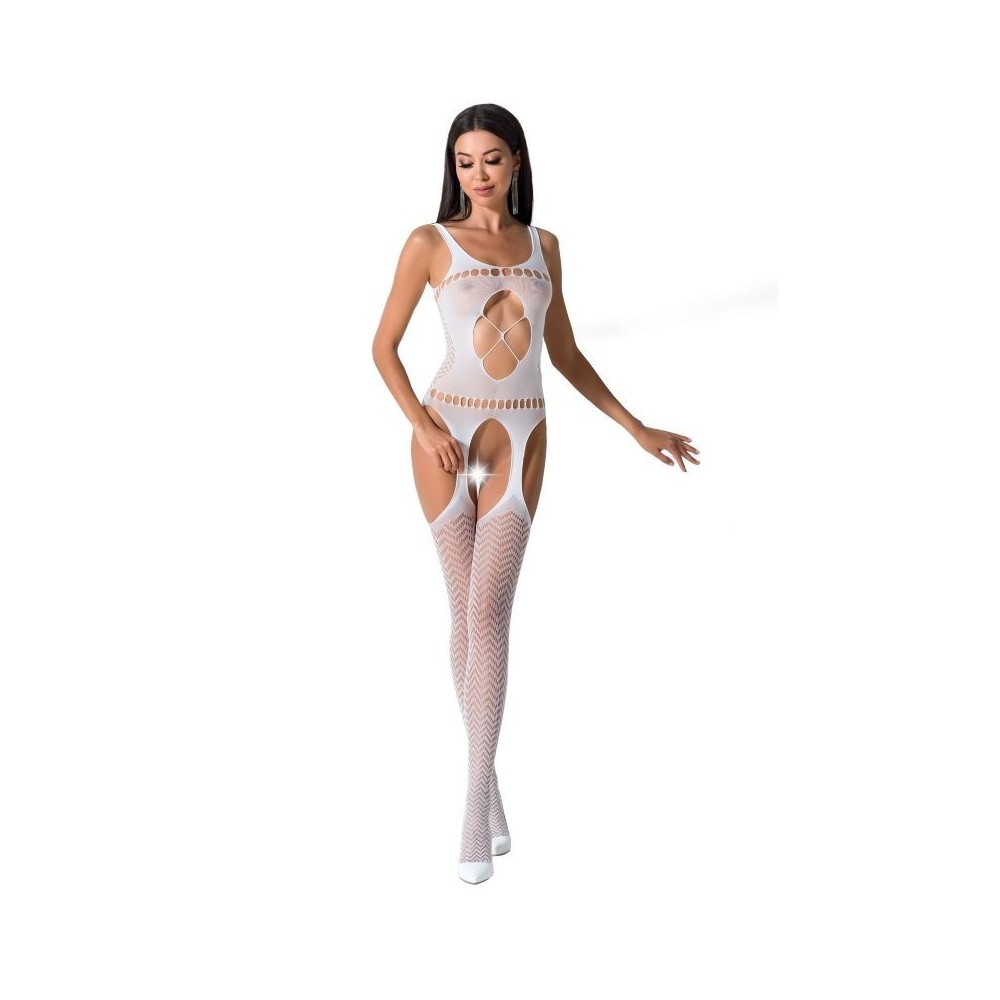 PASSION -E DONNA BS057 BODYSTOCKING BIANCO TAGLIA UNICA