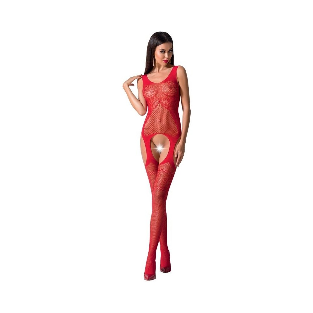 PASSION - FEMME BS061 BODYSTOCKING ROUGE TAILLE UNIQUE