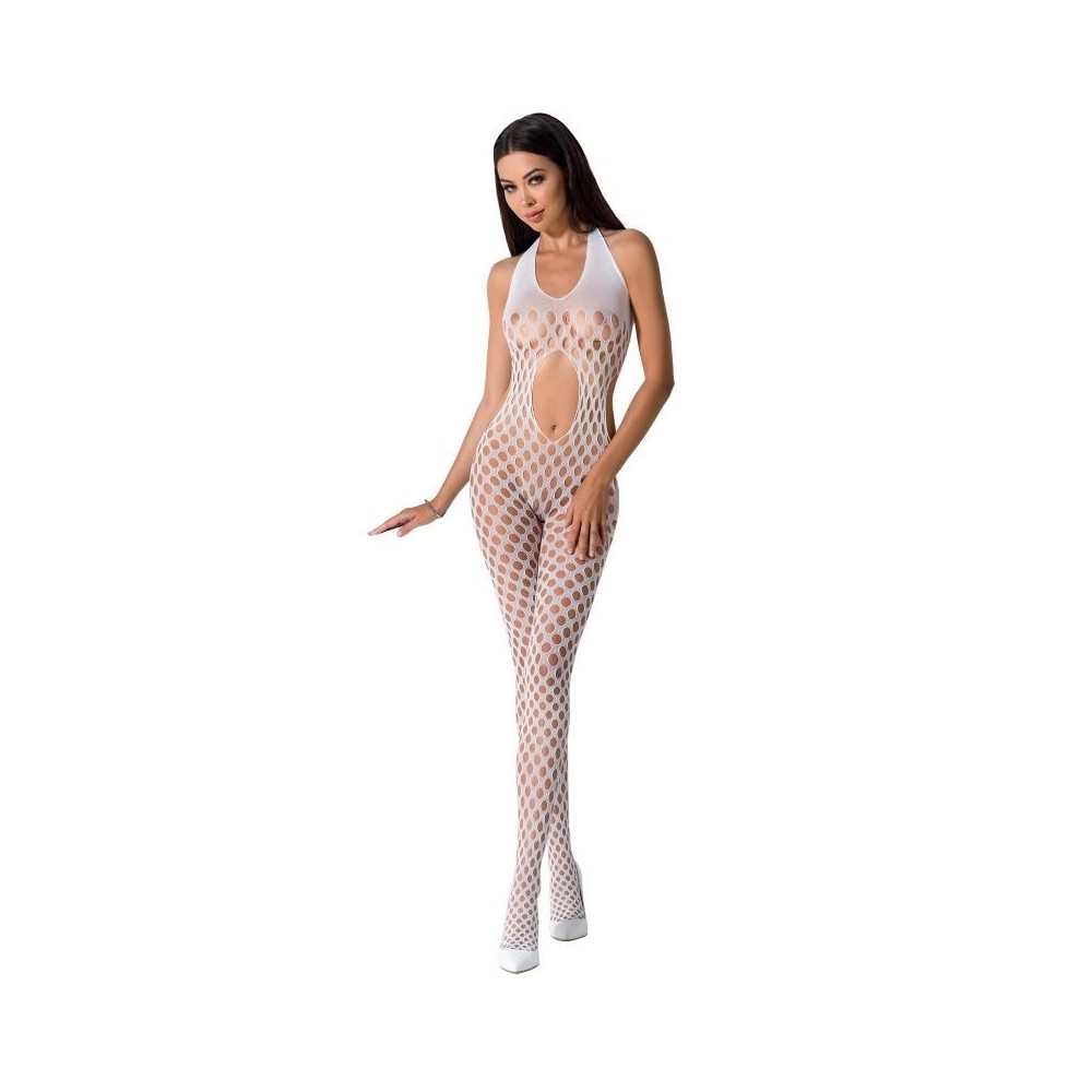 PASSION - WOMAN BS065 WEISSER BODYSTOCKING, EINE GRÖSSE