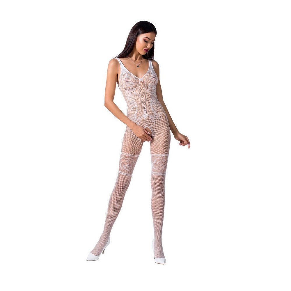 PASSION - WOMAN BS069 WEISSER BODYSTOCKING, EINE GRÖSSE