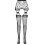 PASSION - S027 BLACK TIGHTS WITH GARTER ONE SIZE