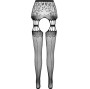 PASSION - S027 BLACK TIGHTS WITH GARTER ONE SIZE