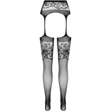 PASSION - S029 BLACK TIGHTS WITH GARTER ONE SIZE