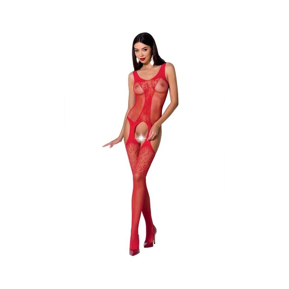 PASSION - FEMME BS072 BODYSTOCKING TAILLE UNIQUE ROUGE