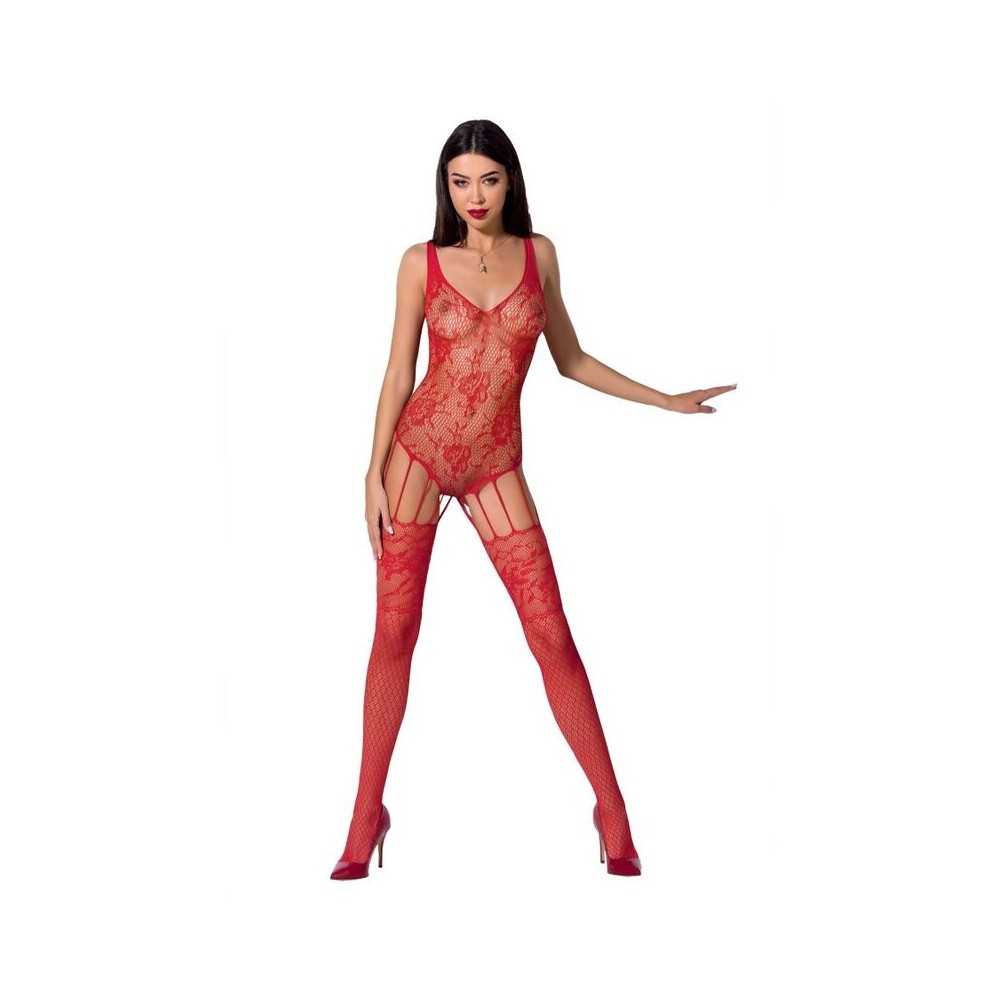 PASSION - FEMME BS074 BODYSTOCKING TAILLE UNIQUE ROUGE