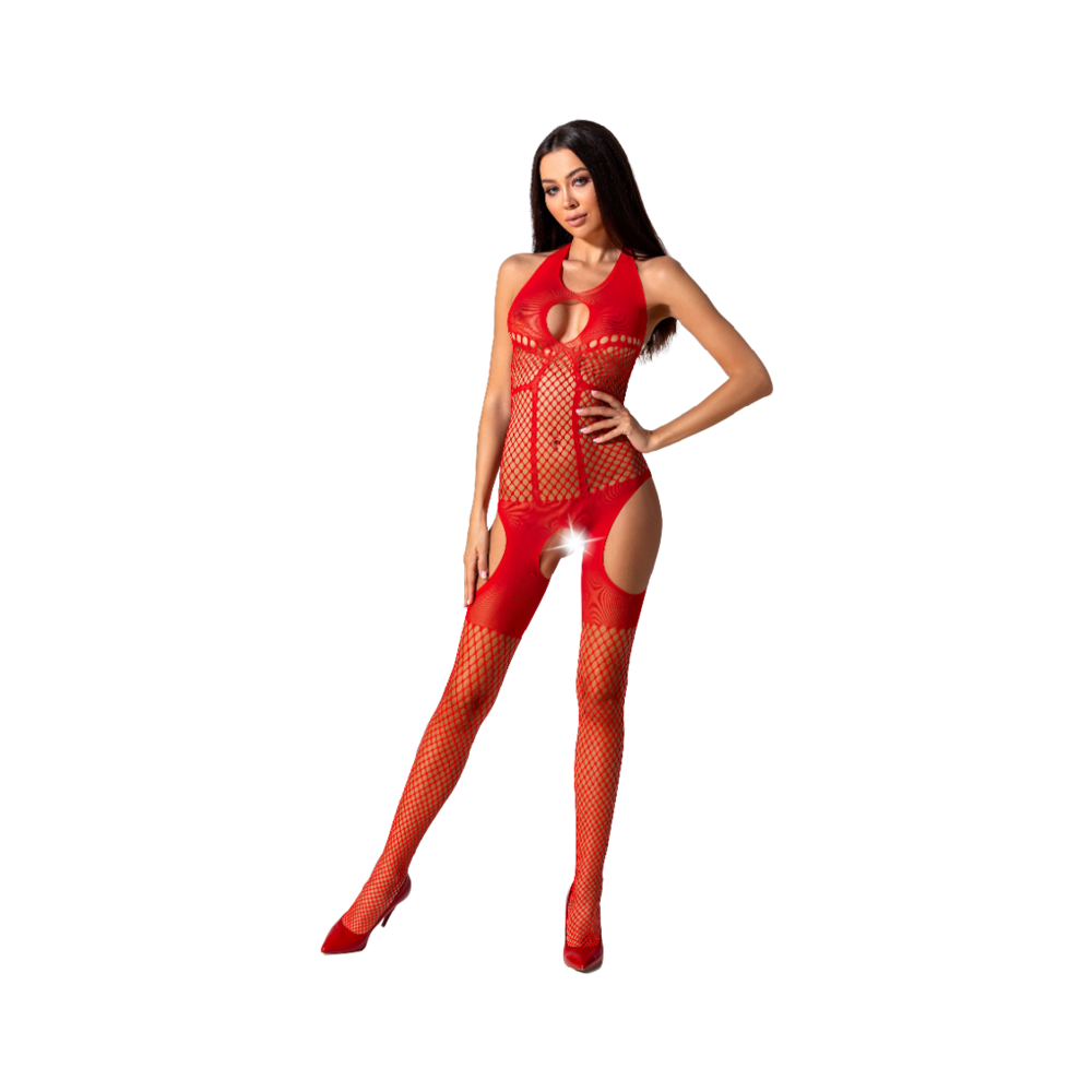 PASSION - WOMAN BS079 BODYSTOCKING - ROSSO TAGLIA UNICA