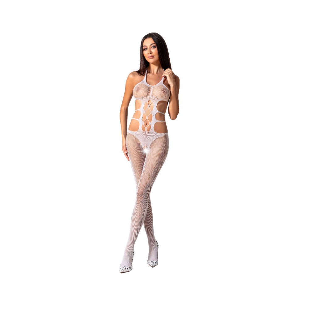 PASSION - WOMAN BS084 WEISSER BODYSTOCKING, EINE GRÖSSE