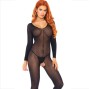 LEG AVENUE - BODYSTOCKING MANICA LUNGA NERO