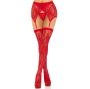 LEG AVENUE - LACE THIGH HIGHS & GARTERBELT RED