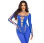 LEG AVENUE - BODYSTOCKING ALLA CAVIGLIA BLU REALE