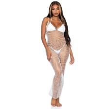 LEG AVENUE - WOVEN TWIST NET MAXI DRESS ONE SIZE WHITE