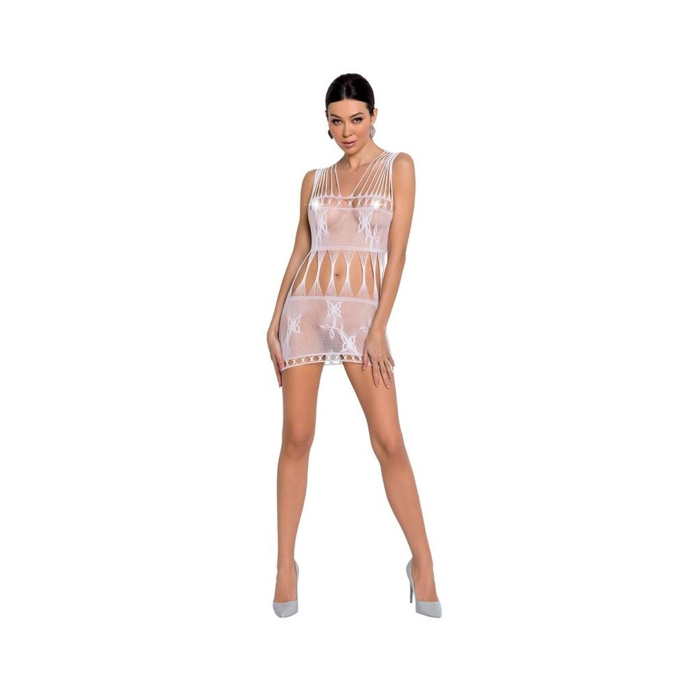 PASSION - WOMAN BS090 WEISSER BODYSTOCKING, EINE GRÖSSE