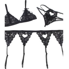 SUBBLIME - SET THREE PIECES SET BRA + GARTER BELT + THONG S/M