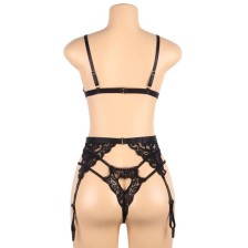 SUBBLIME - SET ENSEMBLE TROIS PIÈCES SOUTIEN-GORGE + PORTE-JARRETELLE + STRING L/XL