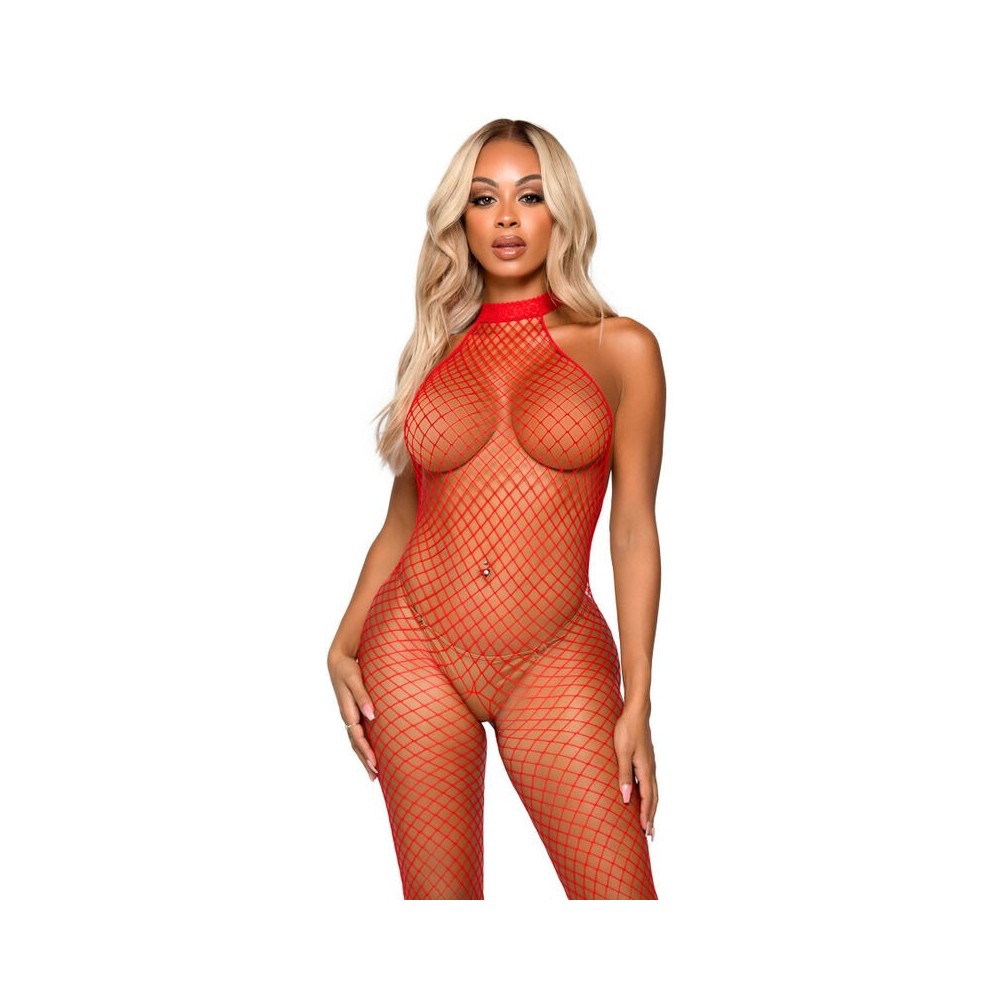 LEG AVENUE - BODYSTOCKING LE FRIVOLE - COLLO RACER TAGLIA UNICA ROSSO