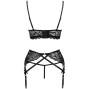 LIVCO CORSETTI FASHION - MORIDAM LC 90552 SOUTIEN-GORGE + JARRETIÈRE + CULOTTE NÉGRO L/XL