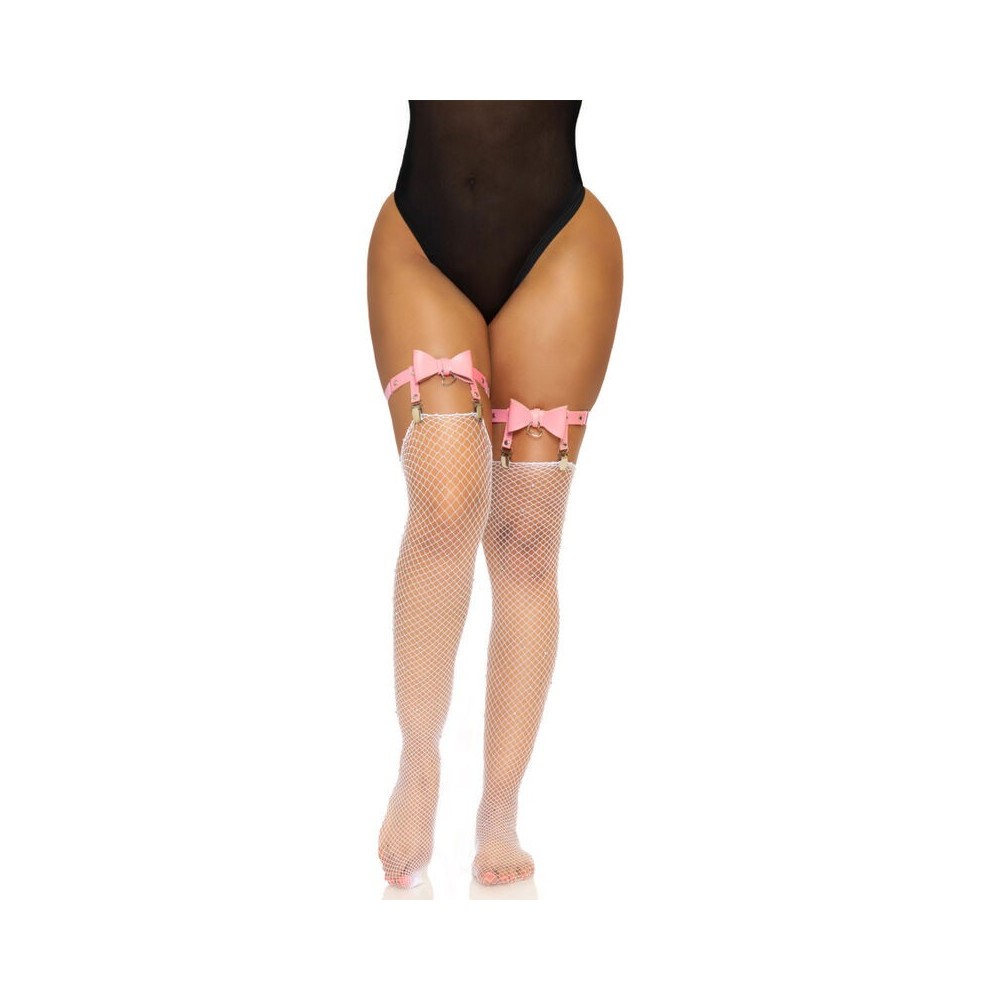 LEG AVENUE - VEGAN LEATHER TIGH HIGH GARTER ONE SIZE - PINK