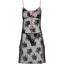 LIVCO CORSETTI FASHION - KARONIN LC 90628 CAMICIA + PANTY NERO L/XL