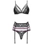 LIVCO CORSETTI FASHION - SNEHANA LC 90443 SOUTIEN-GORGE + JARRETIÈRE + CULOTTE NOIR L/XL