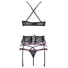 LIVCO CORSETTI FASHION - SNEHANA LC 90443 SOUTIEN-GORGE + JARRETIÈRE + CULOTTE NOIR L/XL