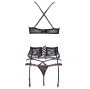 LIVCO CORSETTI FASHION - SNEHANA LC 90443 BH + STRUMPFGÜRTEL + HÖSCHE SCHWARZ L/XL