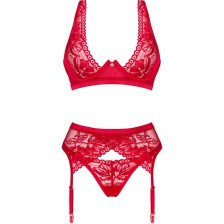 OBSESSIVE - ENSEMBLE LACELOVE TROIS PIÈCES ROUGE XS/S