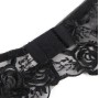 SUBBLIME - SET OF 3 PIECES BRA + THONG + GARTER FLORAL PRINT BLACK S/M