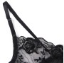 SUBBLIME - CONJUNTO DE 3 PEAS SUTI + TANGA + LIGA ESTAMPADO FLORAL PRETO S/M