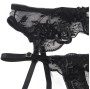 SUBBLIME - CONJUNTO DE 3 PEAS SUTI + TANGA + LIGA ESTAMPADO FLORAL PRETO L/XL