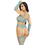 LEG AVENUE - BAS & GANTS CROP TOP BLEU