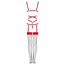 LIVCO CORSETTI FASHION - THIARA LC 20213 SET BODY + STRÜMPFE ROT S/M