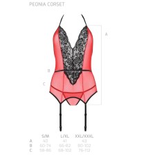 PASSION - PEONIA CORSET EROTIC LINE RED L/XL