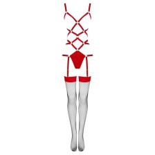 LIVCO CORSETTI FASHION - THIARA LC 20213 SET BODY + STRÜMPFE ROT L/XL