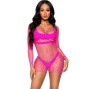 LEG AVENUE - LANGÄRMELIGES NETZKLEID PINK EINHEITSGRÖSSE