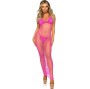 LEG AVENUE - LANGES NETZKLEID PINK EINE GRÖSSE