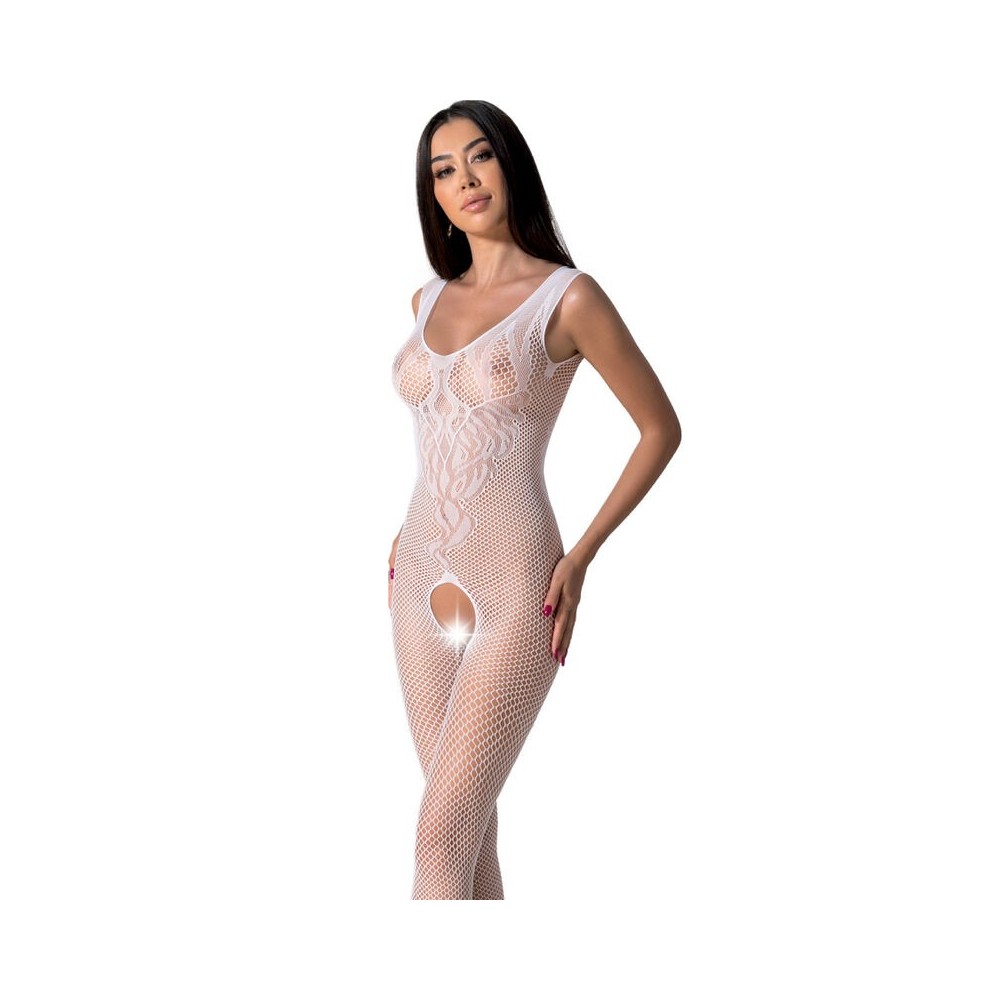 PASSION - BS098 WEISSER BODYSTOCKING, EINE GRÖSSE