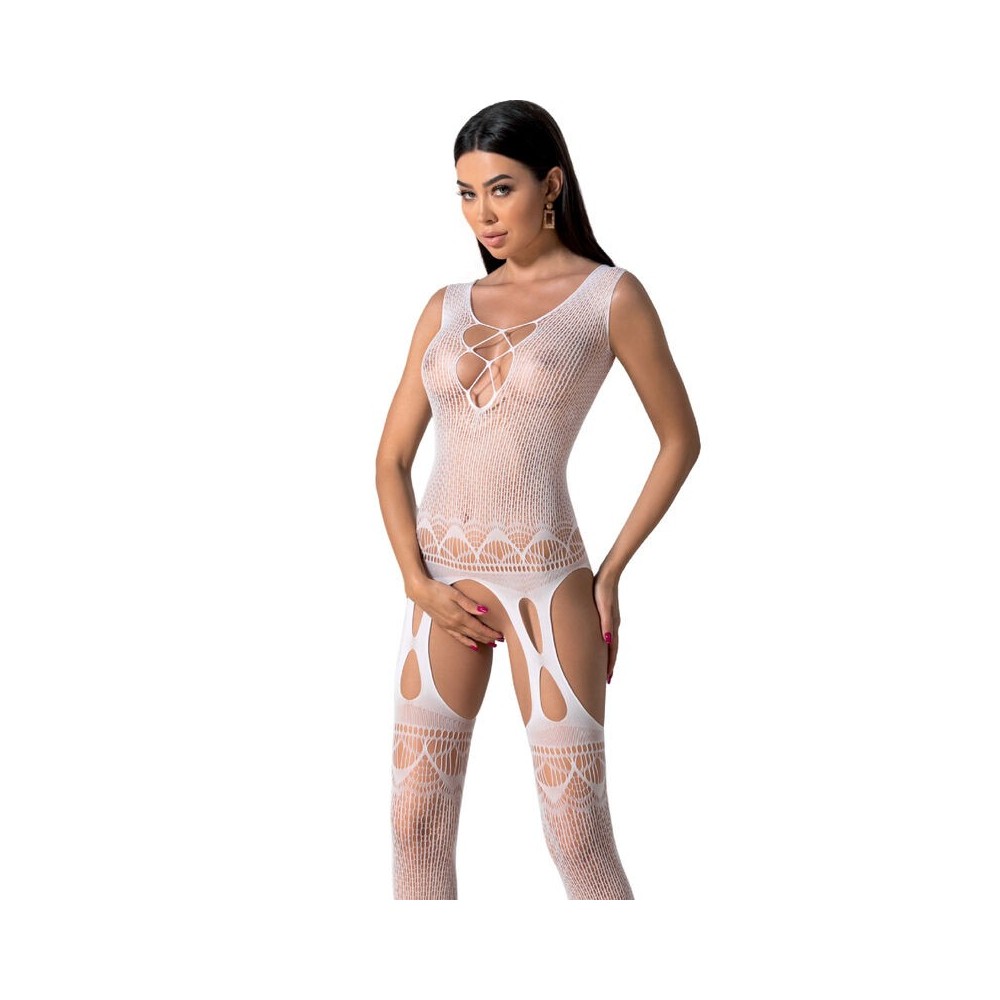 PASSION - BS099 WEISSER BODYSTOCKING, EINE GRÖSSE